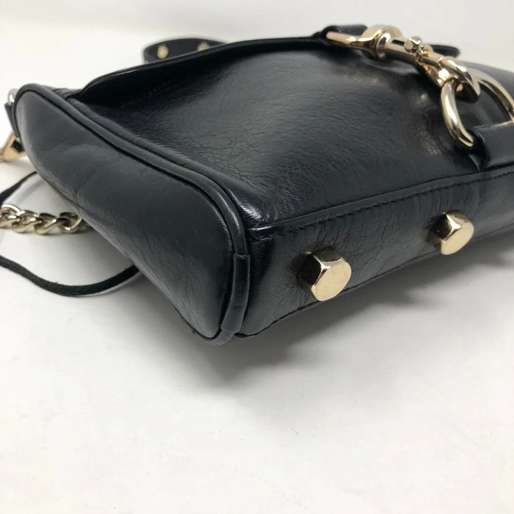 Rebecca Minkoff M.A.C. Shoulder Bag Black Leather Chain Strap Studded